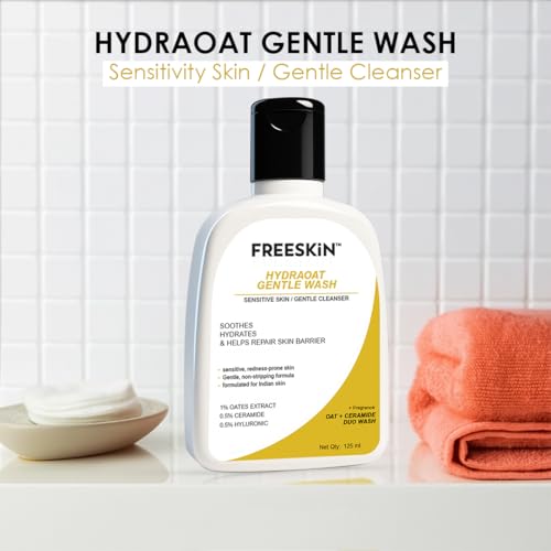 Image of Freeskin HYDRAOAT Gentle Face Wash for Sensitive Skin | Soothes, Hydrates & Repairs Skin Barrier | Non-Stripping Cleanser for Redness-Prone & Delicate | 125ml