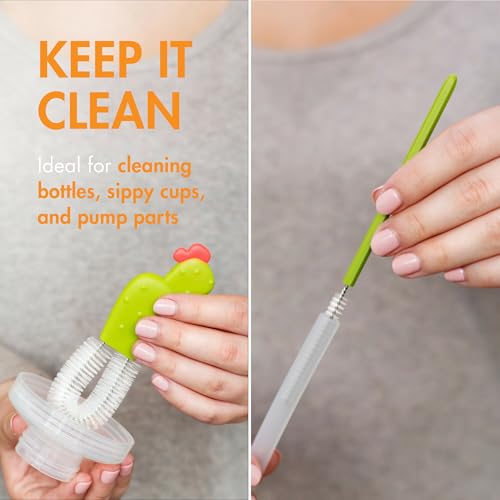 Image of Boon Cacti Bottle Cleaning Brush Set - Includes Bottle Brush, Nipple Brush, Detail Brush, and Straw Brush - Baby Bottle Brush Set for Bottle Drying Rack - Baby Essentials - 4 Count | 4-Piece Set, Bottle Brush, Straw Brush, Nipple Brush, Detail Brush, Durable Nylon Bristles, Draining Storage Vase