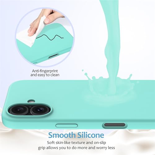 Image of ArmourPro Silicone Back Case for iPhone 16, Soft-Touch Case | Light Cyan