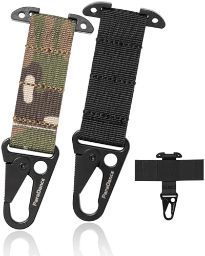 ParaDance Tactical MOLLE Glove Clip T-Mount Clash Hook Accessories, Heavy Duty Metal Carabiner Key Holder Attachment for Plate Carrier, Duty Belt, Battle Belt, Backpack Tactical Vest Gear Blk Camo