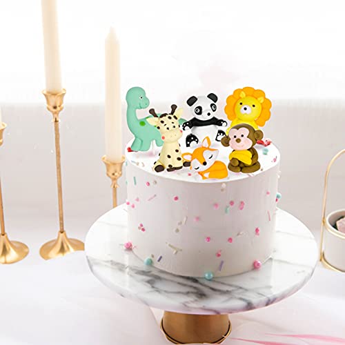 Ohaoduo 6 stuks dieren-verjaardagstaarttoppers dierentuin cupcake toppers vos leeuw panda aap dinosaurus giraffe jungle party dier taart decoratie voor kinderen verjaardag baby douche Kerstmis - Image 8