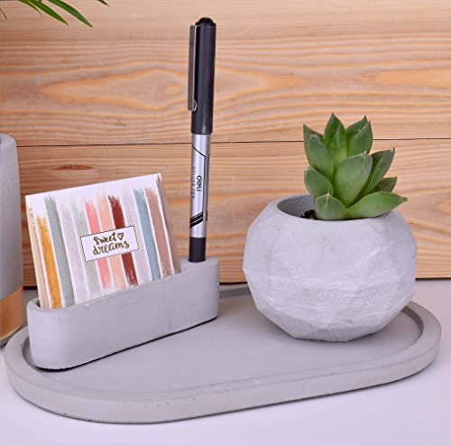 Tivendis Juego de 3 equipos de oficina, organizador de oficina, soporte para tarjetas de visita, maceta de hormigón Cover