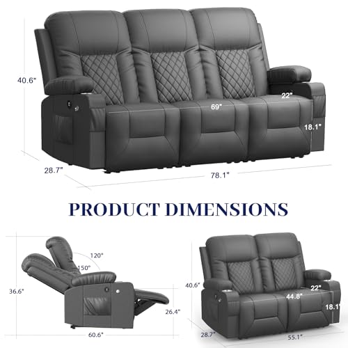 Luxury leather sofa set