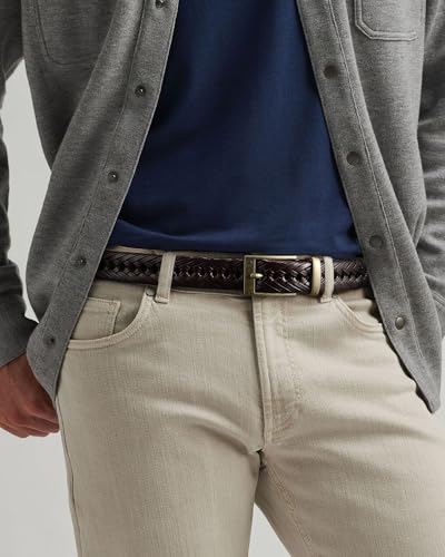 Image of CHAOREN Leather Braided Belts for Men - 1 1 /8 inch Mens Casual Woven Leather Belt for Dress Pant