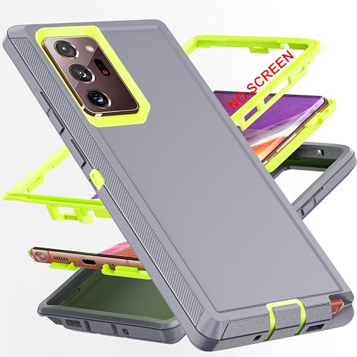 AYMECL for Note 20 Ultra Case,[Military Grade] 3 in 1 Full Body Shockproof Dust/Drop Proof Heavy Duty Protection Cover,for Samsung Galaxy Note 20 Ultra 6.9 Inch,Green+Grey