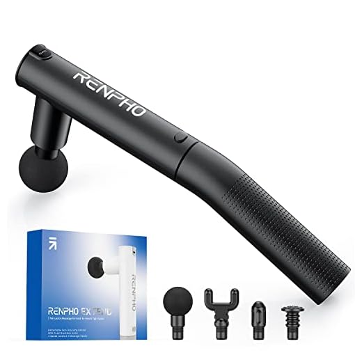 Pistola de Masaje Muscular con Extensión, RENPHO Extend Massage Gun Masaje Pistola Masajeadores de Mano, Potente Pistola Masaje de Tejido Profundo Muscular para Atletas con Carga Tipo C, Negro