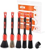 Detaillierungsbürsten Set, Auto Detail Brush 5 Verschiedene Größen Premium-Naturhaar-Mischfaser-Kunststoffgriff Auto-Detailbürsten zum Reinigen von Rädern, Motor, Innenraum, Lüftungsschlitzen -BRFCD16