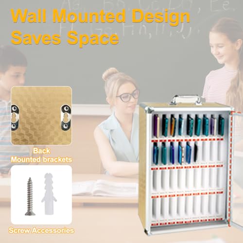 Handy Safe Aufbewahrungsbox, 36 Slots Tragbare Handytresor Aufbewahrungsschrank mit Schloss Wandmontierbarer, Schule Handybox für Klassenzimmer, Prüfungen, Fabrikarbeiten, Gold