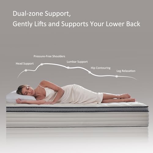 Image of Queen Mattress, 12 Inch Hybrid Mattress in a Box, Individual Pocket Springs with Pressure Relief, Breathable Comfort and Durable