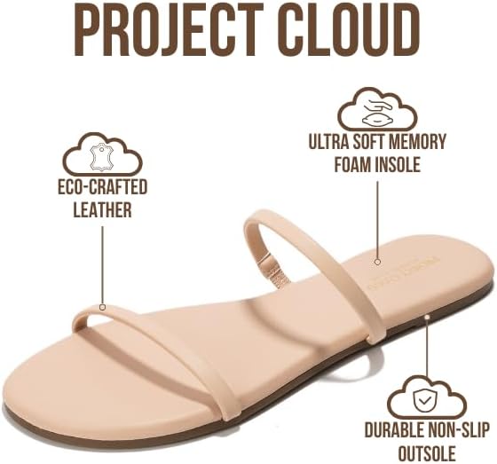 Project Cloud Summer Sandals for Women 2026 - Memory Foam Insole and Eco-Crafted Leather Beach Flip Flops for Women - Non Slip and Lightweight Double Strap Womens Sandals (Transition) - Image 2