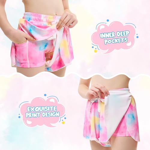 Girls Butterfly Shorts Unicorn Running Shorts 2 in 1 Flowy Athletic Shorts Casual Skirt for Teens Kids2