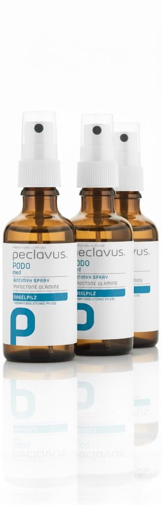 peclavus PODOmed AntiMYX Spray – Schutz & Pflege bei Haut- & Nagelpilz mit Piroctone Olamine, Teebaumöl & Bisabolol, 3 Flaschen je 50 ml