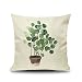 Lieson Fundas de cojín, 1 pieza de 20 x 20 fundas de almohada únicas de 50 x 50 cm de hojas de plantas patrón de fundas de almohada beige verde, lino