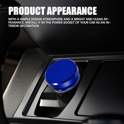 Image of 2PCS Universal Car Cigarette Lighter Plug Cover, Power Outlet Cap, Waterproof Dustproof Aluminum Cigarette Lighter Socket Cover Cap, Car Decoration for Vehicles with 12V Power Source (Blue)