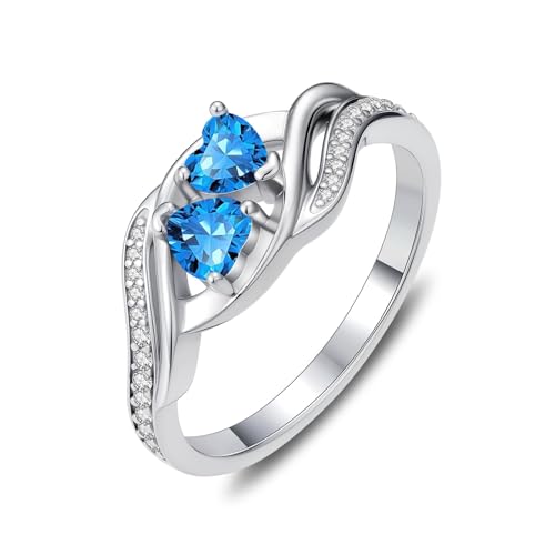 Birthstone Rings for Women Heart Statemet Engagement Eternity Wedding Promise Rings Infinity Jewelry Anniversary Christmas Valentine Mothers Day Birthday Gifts for Women Wife Her Girlfriend