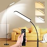 LED Uplighter Floor Lamp Adjust freely, 18W 1800LM Dimmable Floor Standing Lamp with Remote & Touch Control, 1min Installation, Standard Eye Caring Reading Lamps Living Room Modern for Bedroom (Black)