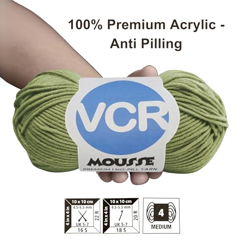 Image of VCR 4 Ply Dark Olive Yarn, 100 Grams Hank, 190 Meters Length, Acrylic Ball for Crochet and Knitting, Soft Crosia Threads, Pack of 1 Yarn, Suitable for DIY Crafts