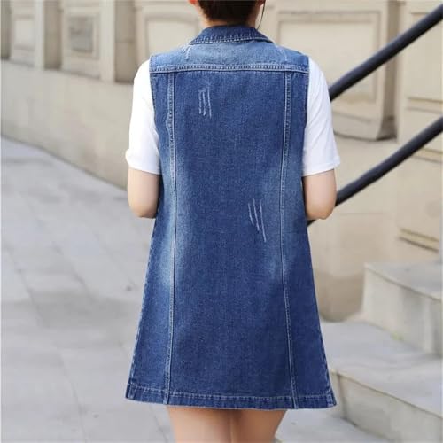 Women's Denim Vests Spring Summer Ripped Long Hole Jeans Waistcoat Fahion Sleeveless Casual Jacket2