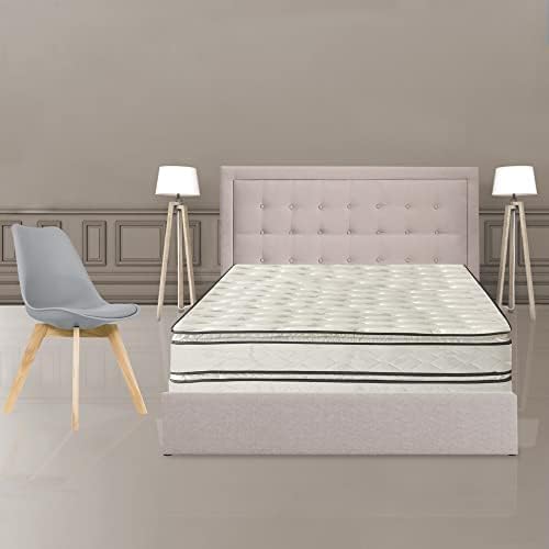 Nutan 1inch Pillow Top Foam Mattress with 8inch Box Spring Set, Premium Medium Firm Double