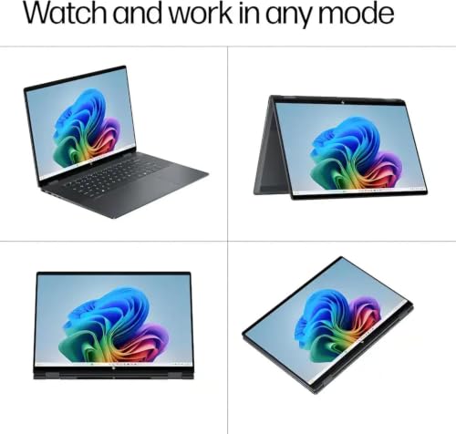 Image of HP OmniBook X Flip 2-in-1 16 inch WUXGA IPS Touchscreen Laptop, Intel Core Ultra 7 256V, Intel Arc 140V, 16GB RAM 2TB SSD, External 1TB Hard Drive Enclosure, Backlit Keyboard, Windows 11 Pro, Gray