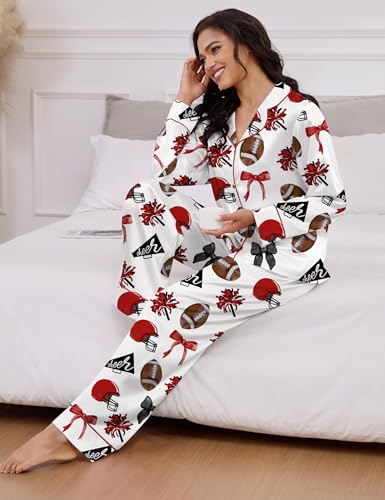 Image of SHESHOW Satin Pajamas for Women Set Long Sleeve Button Down Sleepwear 2 Piece Nightwear Women Pjs Sets Size XS-XXL