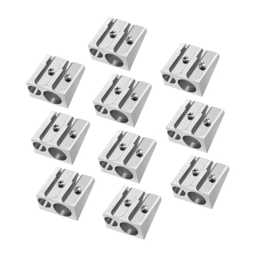 OSOLADY 10個 アルミ合製手動筆削り 小型軽量ダブルホール筆削り器 学生用携帯便利な文房具