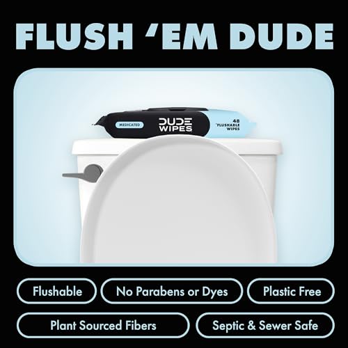 Image of DUDE Wipes Fragrance Free Hemorrhoid Flushable Wipes - 3 Pack (144 Count) - Extra-Large, Medicated with Witch Hazel for Soothing Relief - Septic and Sewer Safe