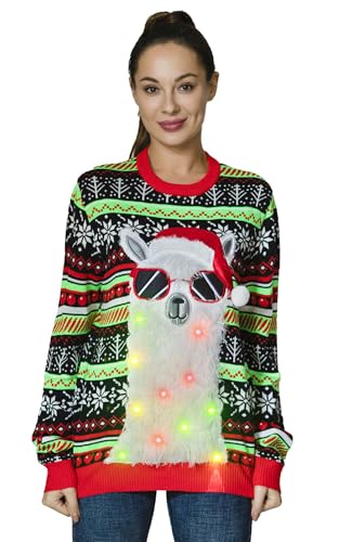 OFF THE RACK Womens Lustig LED Weihnachtspullover für Damen...