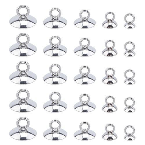 Unicraftale 5 Sizes 5-7Mm Long 100Pcs Bead Bail Cap Pendant Bails 304 Stainless Steel Round Bails Clasp Dangle Charm Bead Pendant Connector Cup Pearl Bail Pin Peg For Jewelry Making #TOP8