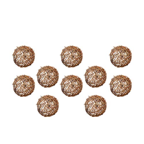 Healifty 10pcs10pcs Natural Decorative Wicker Rattan Balls Vase Filler Pemalin Grapevine Ball Christmas Tree Baubles Ornament for Christmas Party Wall Decoration Bird Chew Toys 10cm