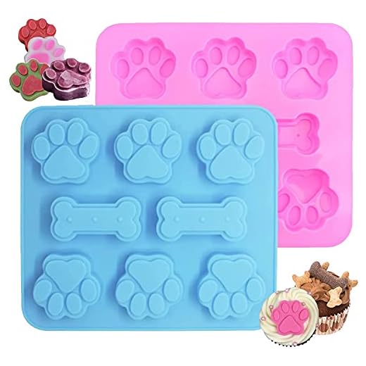 2-Pack Silicone Puppy Treat Molds, Puppy Dog Paw and Bone Cookie Cutters Baking Molds for Chocolate, Candy, Jelly, Biscuits, Cube, Dog Treats