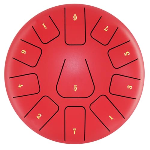 Bloepum 8 Inch Steel Tongue Drum, 11 Note Tambourine with Drumsticks and Finger Picks for Meditations Tambourine Instrument L