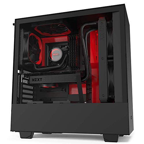 Image of NZXT H510i - Compact ATX PC Gaming Case - RGB LED & Smart Fan Control - Tempered Glass - Matte Black /Red