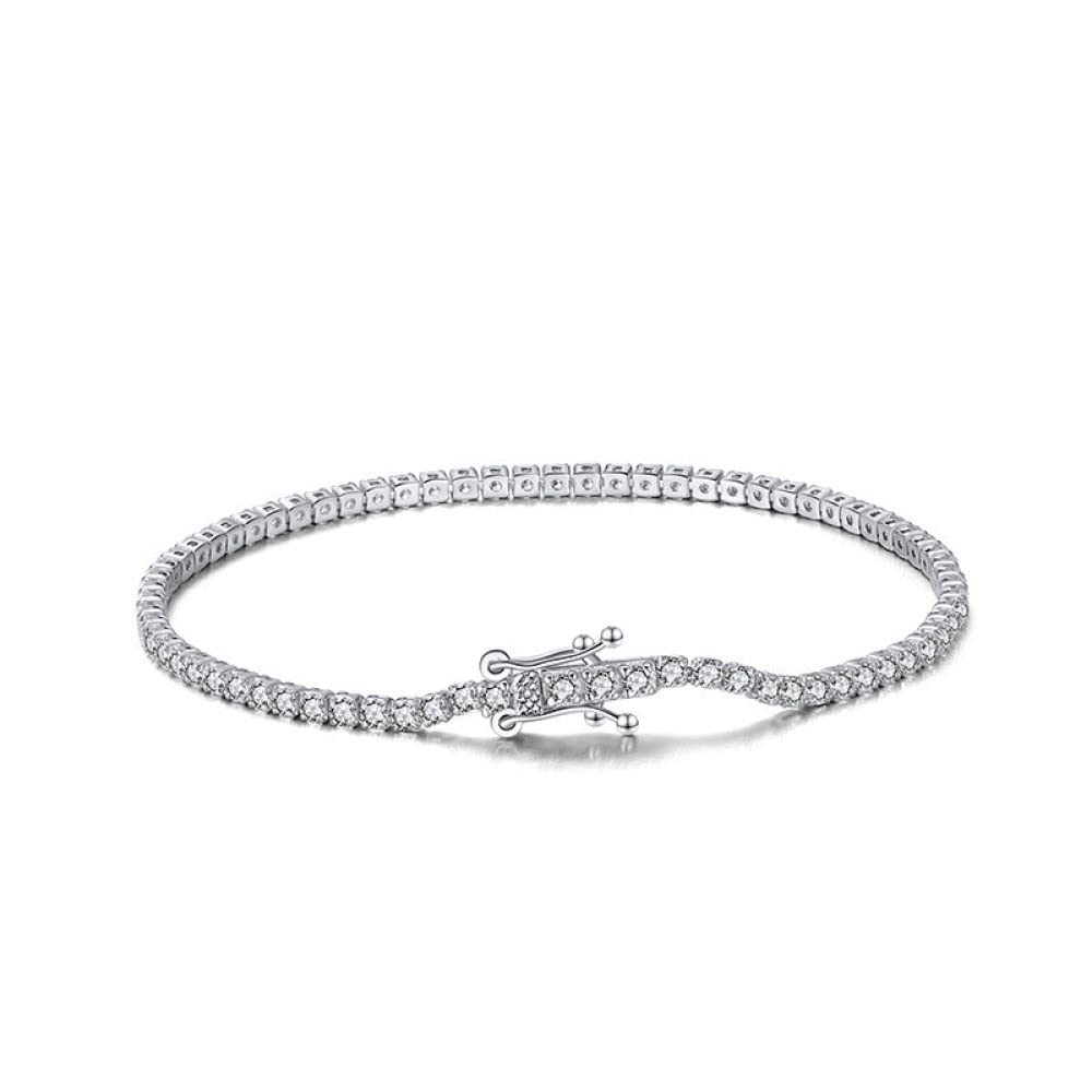 Damen Armband,Exquisites Armband Aus S925-Sterlingsilber, 2 Mm, Micro-Set, Zirkonia, Charm-Tennisarmbänder, Leichter Luxus-Diamant, X-Link-Armbänder, Schmuck Für Damen, Herren, Geschenk, 7,5 Zoll