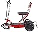 Yuiop Fauteuil Roulant électrique Pliant pour Personnes âgées handicapées Tricycle électrique Accueil Scooter Moteur Brushless Batterie Lithium Double Frein à Disque avec la lumière,Rouge,12AH