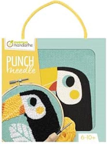 MY MANDARINE KC152C - Un kit Point de croix enfant PUNCH NEEDLE - Tableau 18x18 cm - À partir de 6 ans - TOUCAN