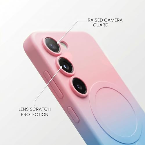 Image of amazon basics Gradient Mag-Safe Case for Samsung Galaxy S23 5G | Soft Silicone Shockproof Cover with Camera Protection | Slim Lightweight Design | Smooth Touch & Durable - Pink & Blue
