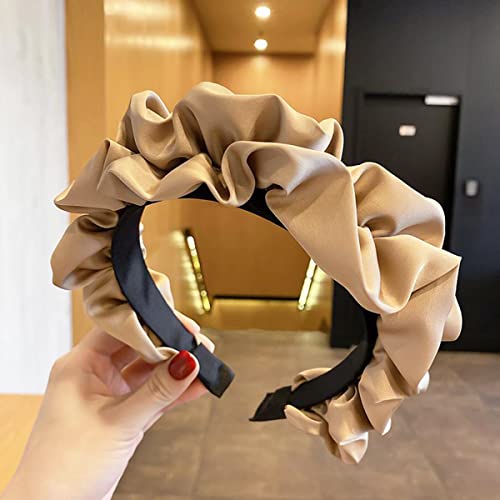 Silk Headbands Khaki Wide Headband Soft Head Band Fashion No Slip Hairbands Hair Accessories for Women 65704 - Image 2