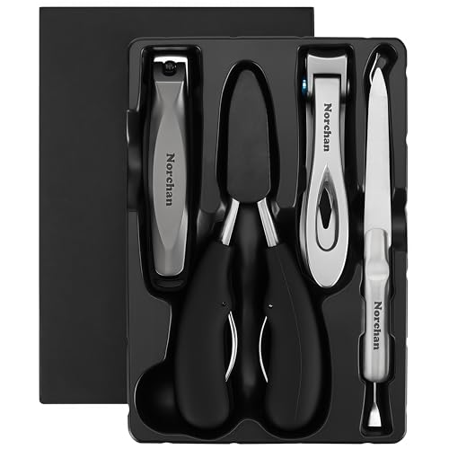 NORCHAN Large Nail Clippers Set, 5-Piece Sharp Toenail and Fingernail Clippers with Nail File, Ideal for Men and Women (Premium, Big Size, Heavy-Duty Design)