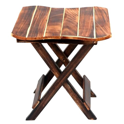 Image of Wooden Foldable Adjustable Side Table /End Table /Coffee Table /Plant Stand /Outdoor Table /Stool Outdoor Side Tables for Patio, Garden, Deck (1, Square)