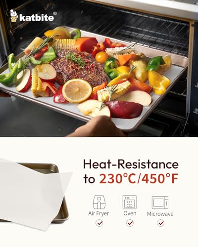 Katbite Baking Paper Heavy Duty 200 PCS, 9 x 13 Inchs (23x33cm) Greaseproof Paper Sheets, Non Stick Parchment Paper Sheets for Baking, Cooking, Freezing, for Oven, Kitchen, Steamer, Freezer, Pastry