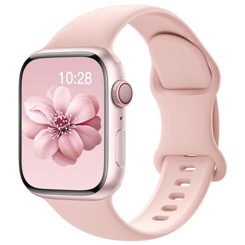 Image of Sport Silicone Band Compatible with Apple Watch Bands 40mm 38mm 41mm 44mm 45mm 42mm 49mm Women Men,Soft Wristband Waterproof Replacement Sport Strap for iWatch Bands Series 9 8 7 6 5 4 3 2 1 SE Ultra