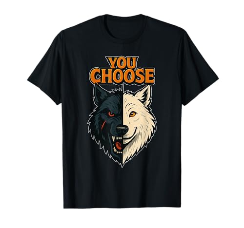 Böser Wolf vs. guter Wolf | Cooles Wolfmotiv mit zwei Wölfen T-Shirt Böser Wolf vs. guter Wolf | Cooles Wolfmotiv mit zwei Wölfen T-Shirt