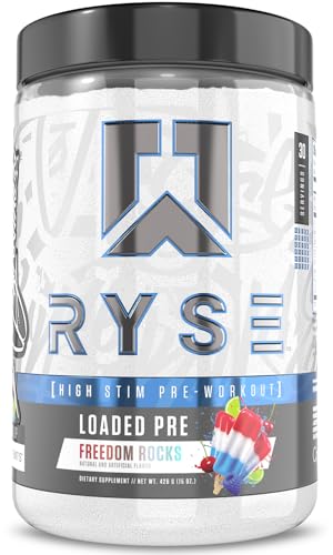 Ryse Loaded Pre Workout Powder - Freedom Rocks - Daily Pre-Workout for Men & Women with 325mg...