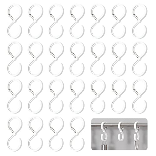 KHDULQ 24 Stücke Weißer S-Haken,Utensilienhaken,Sicherheitsschnalle Mit S-Haken,Seilhaken,S Haken Mit Sicherung,S Haken,S Hooks, Geeignet Zum Aufhängen Von Kleidung, Geschirr, Dekoration Etc Cover