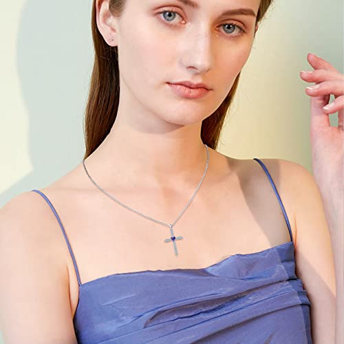 Cross Birthstone Necklace for Women Sterling Silver February Birthstone Necklace Pendant with CZ Purple Heart Necklace Crucifix Jewelry Gift for Mom Girls Halloween Christmas2