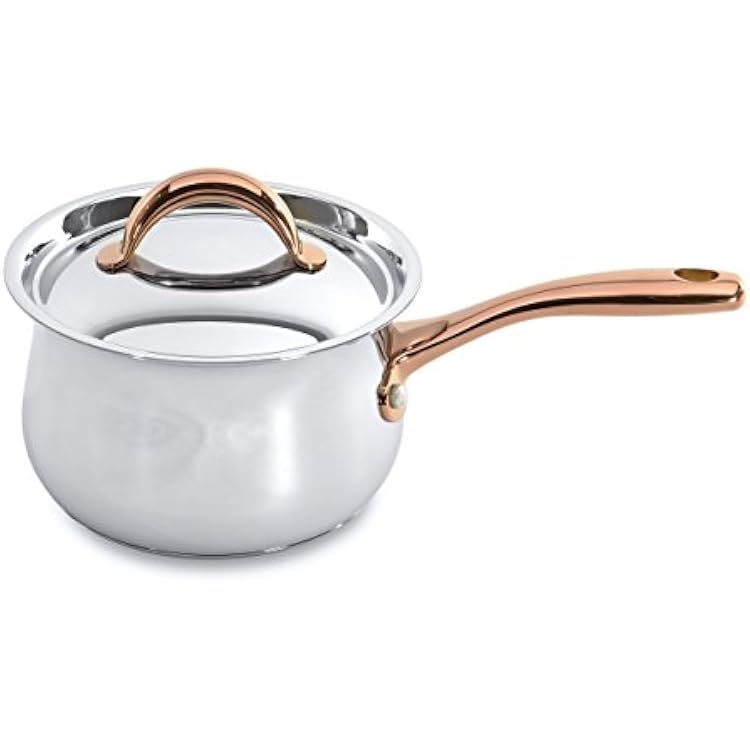 BergHOFF 11 Piece Ouro Cookware Set with Gold Handles, Silver/Rose, Large