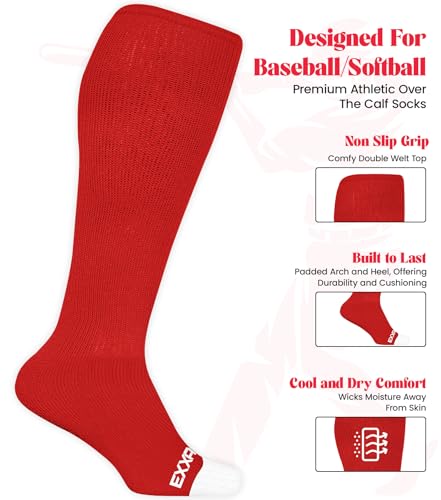 Exxact Sports Youth Baseball Socks and Belt Combo for Boys Girls - Soft, Durable Softball Socks and Belt Youth & Adult Sizes2