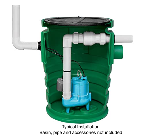 Image of Little Giant 9SC-CIA-RF 115 Volt, 4 /10 HP, 6000 GPH Epoxy-Coated Cast Iron Submersible Sewage Pump with Piggyback Tethered Float Switch, 20-Ft. Cord, Blue, 509412