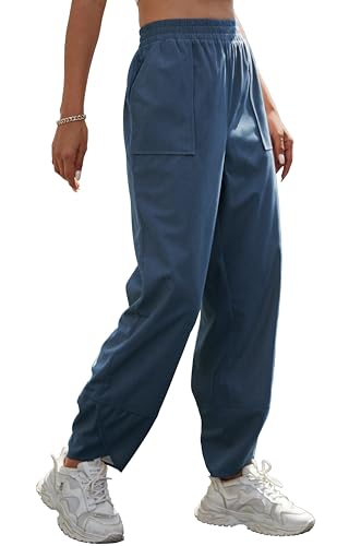 Jouica Womens Baggy Wide Leg Corduroy y2k Pants Casual Elastic Waisted Palazzo Harem y2k Pants with Pockets